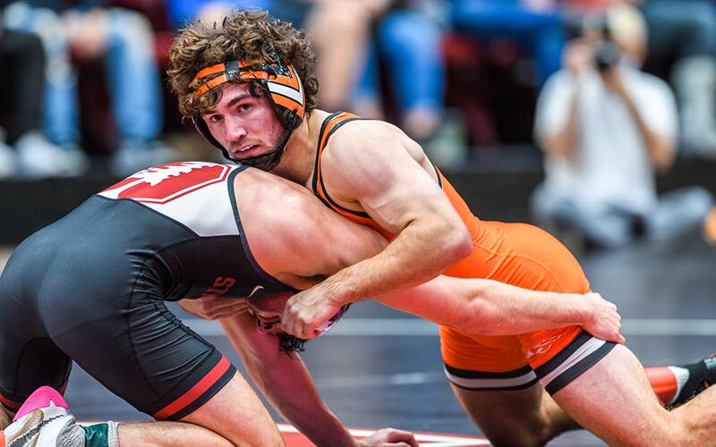 Daton Fix wrestles against Stanford
