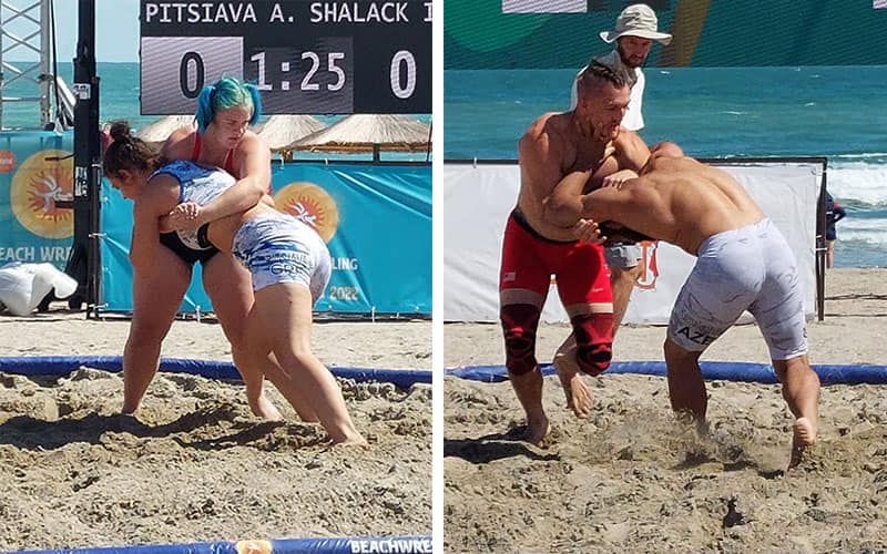 Isabeau Shalack (USA) and Ty Loethen (USA) competing in 2022 Beach World Series Final in Romania.