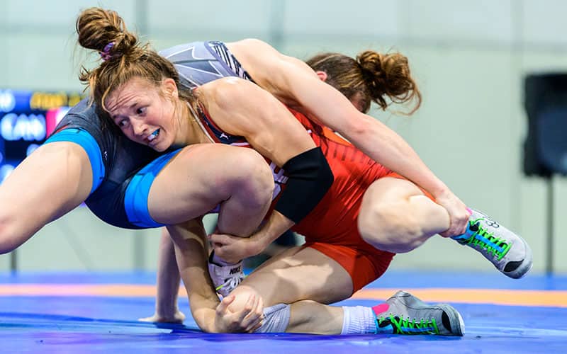 Sarah Hildebrandt (USA) completes takedown at 2022 Pan American Championships