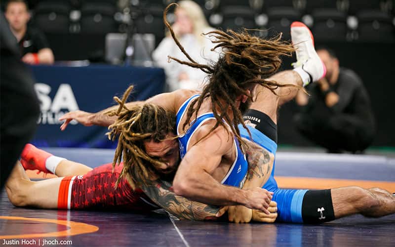 Sammy Jones tosses Ty Lydic in the 63 kg quarterfinals at the 2022 World Team Trials Challenge Tournament. 
