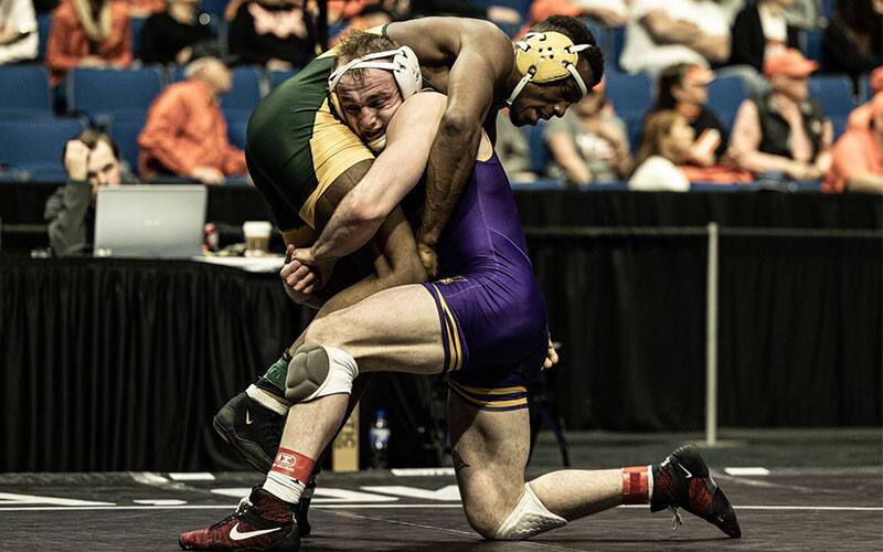 Parker Keckeisen (UNI) competing at the 2022 Big 12 Championships