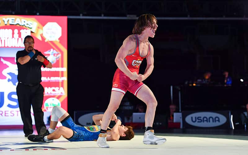 Austin Laudenbach (MN) after winning 2021 U16 Greco-Roman Nationals title. 