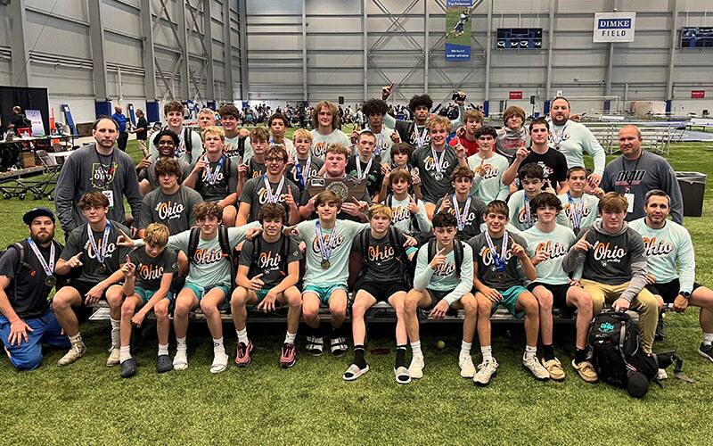 Ohio, the 2022 16U Freestyle National Duals champions pose together after their win