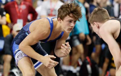 Landon Robideau in his stance during his match.