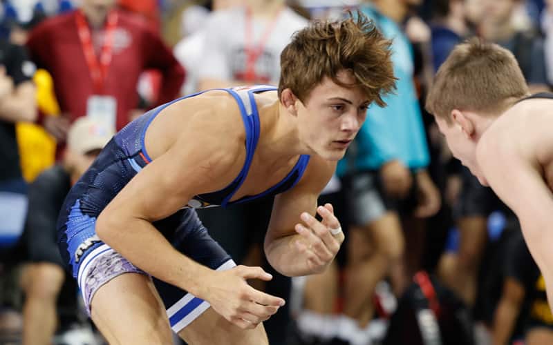 Landon Robideau in his stance during his match. 