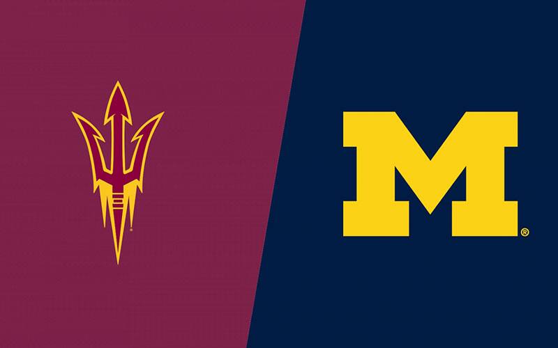 Logos for Arizona State and Michigan