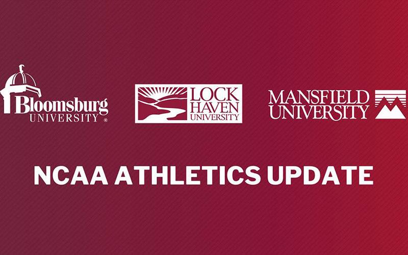 Athletics logos for Bloomsburg, Lock Haven and Mansfield Universities