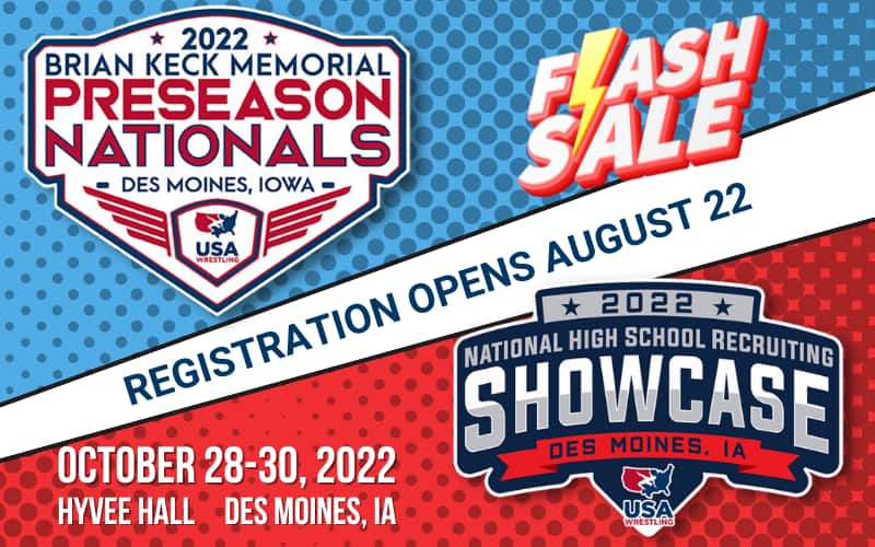 Flash sale graphic for Preseason Nationals and Boys HS Showcase registration