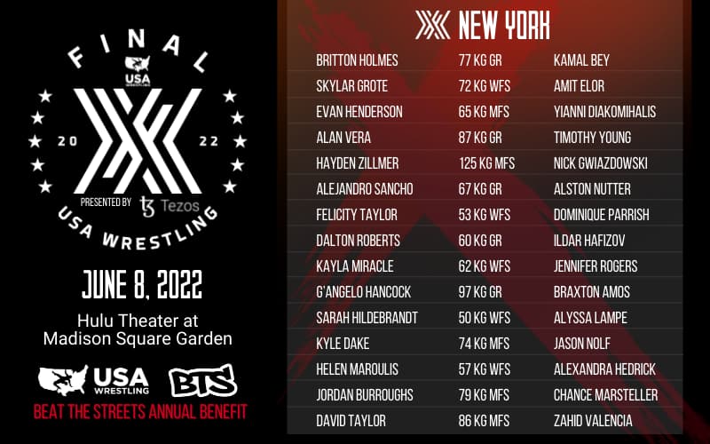 Graphic with list of competitors for Final X New York