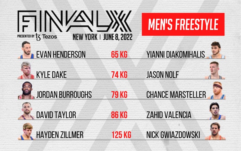 Graphic for men's freestyle matchups in Final X New York