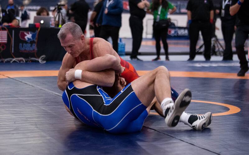 Kevin Pine turns an opponent during 2022 Masters Greco-Roman Nationals