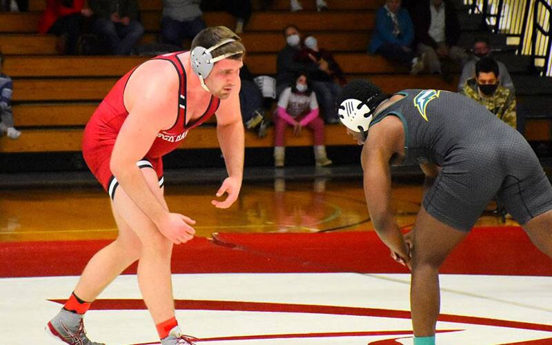 Isaac Reid, Lock Haven heavyweight, in his stance during a match