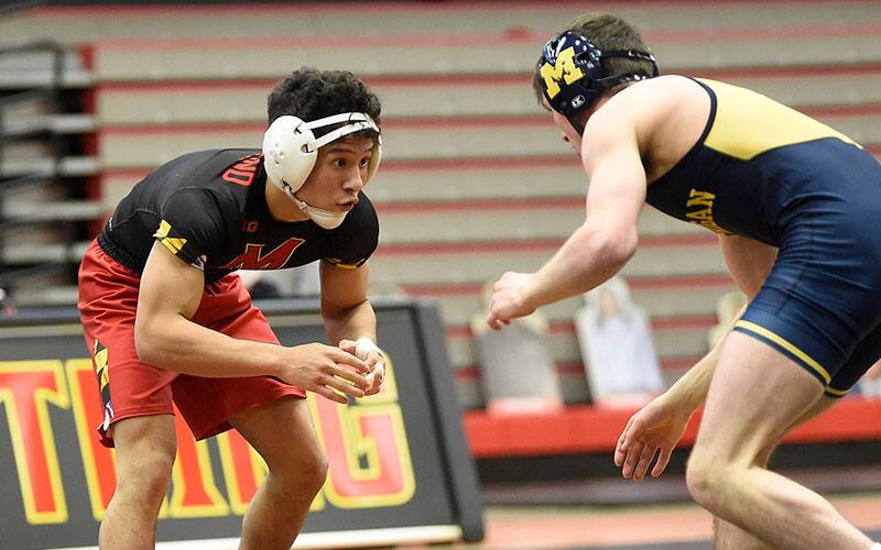King Sandoval (Maryland) in his wrestling stance