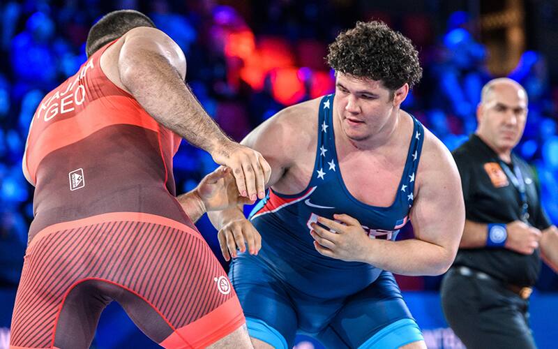 Cohlton Schultz wrestles at the 2021 World Championships
