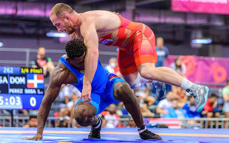 Kyle Snyder (USA) in action at the 2022 Pan American Championships