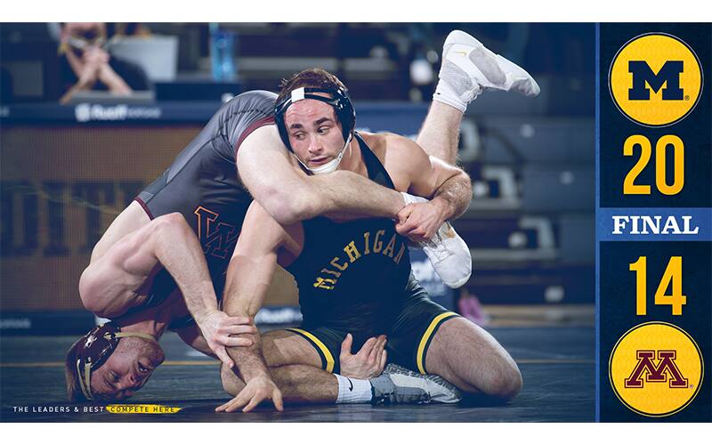 Graphic for Michigan beating Minnesota on Jan 28, 2022