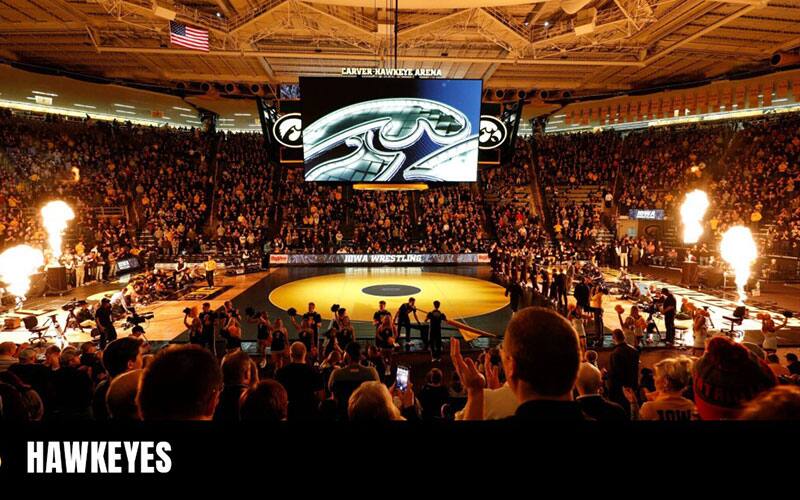 Sellout wrestling crowd at Carver Hawkeye Arena at the Univ. of Iowa
