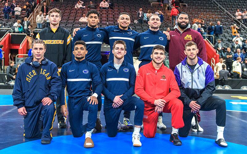 2022 NCAA Div. I national wrestling champions pose together