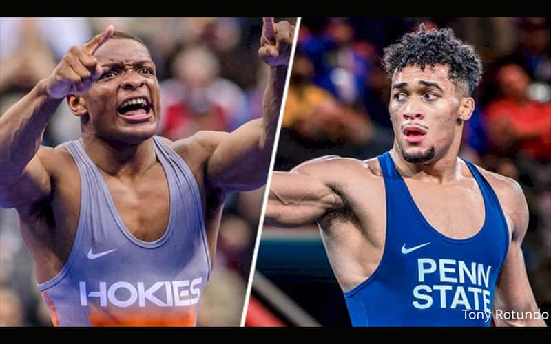 Mekhi Lewis (Virginia Tech) and Carter Starocci (Penn State) 