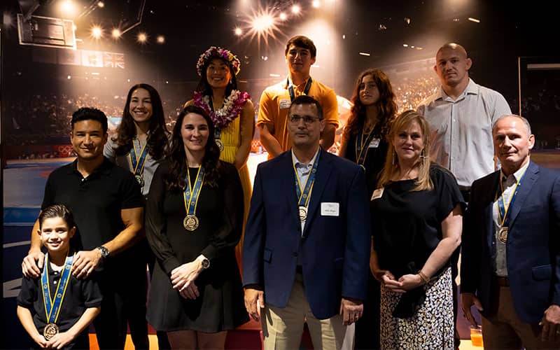 Class of 2022 Hall of Fame inductees pose together at the Presentation of Plaques