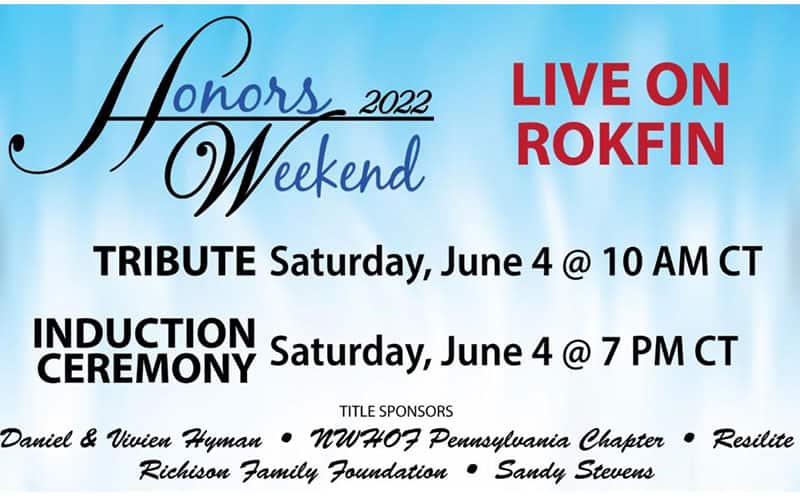 Graphic for 2022 National Wrestling Hall of Fame Rokfin broadcast