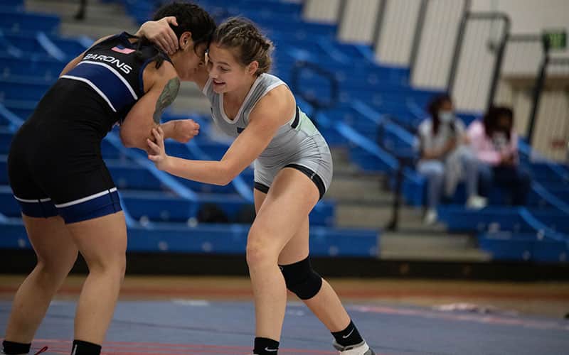 NAIA women's college wrestling action image