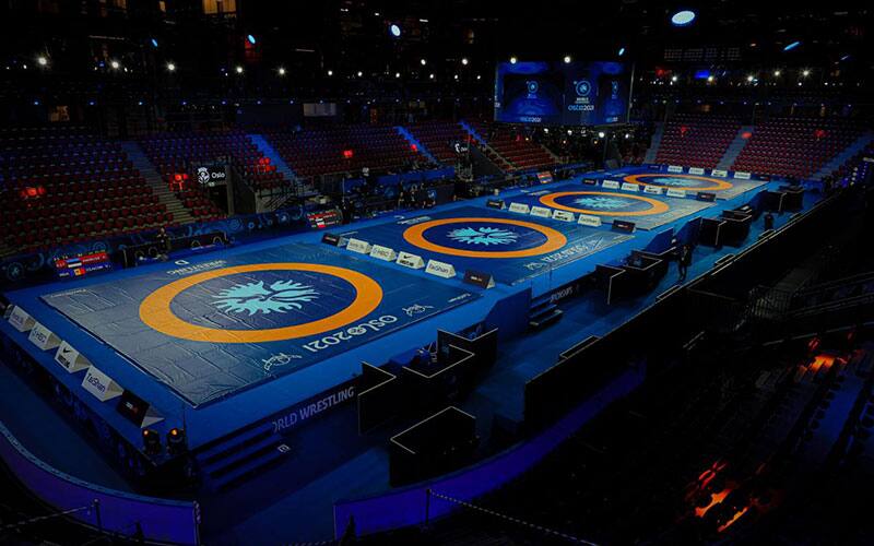 Wrestling Mats from 2021 Worlds in Oslo