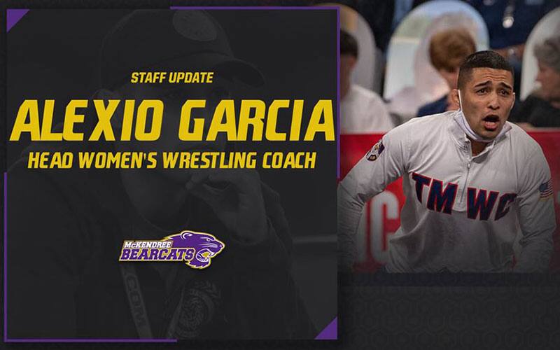 Alexio Garcia graphic as new McKendree women's wrestling head coach