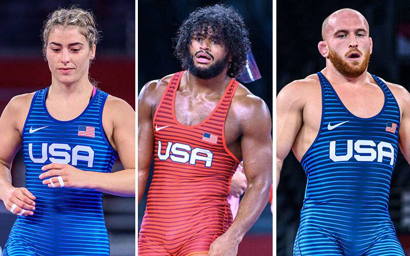 Helen Maroulis, G'Angelo Hancock, Kyle Snyder of the USA