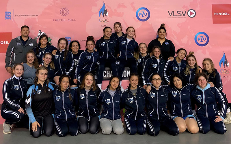 Wyoming Seminary Team after victory over Team Europe in girls freestyle dual