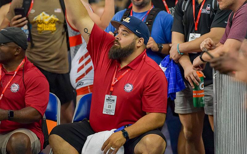 Robby Smith coaching at 2022 16U Nationals in Fargo