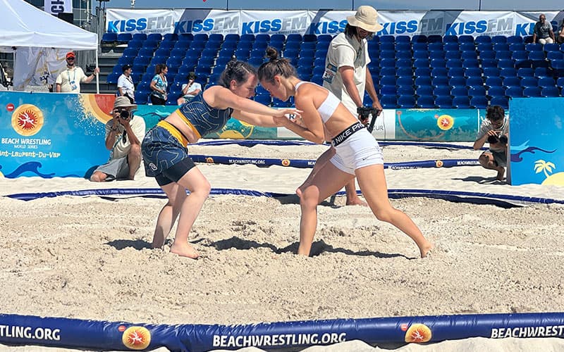 Laura White (USA) competing at Beach World Series in France. 