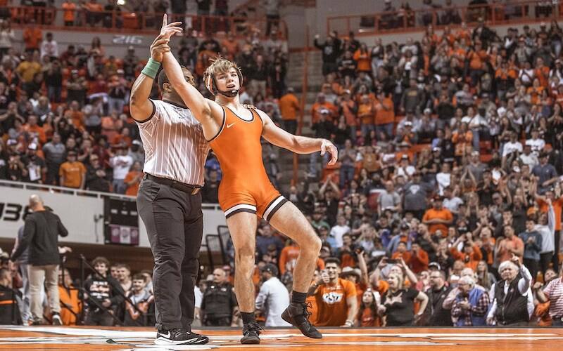 OSU's Carter Young celebrates after a win