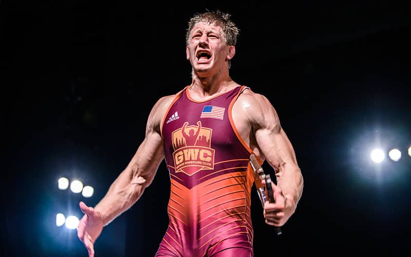 Hayden Zillmer celebrates after winning Final X New York at 125 kg.